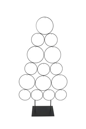 Metalen kerstboom ringen op voet B 64 x H 124 cm black