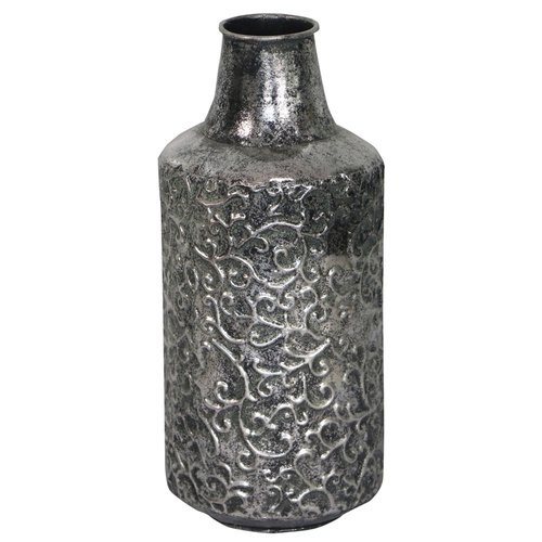 Metalen vaas zilver D16x36