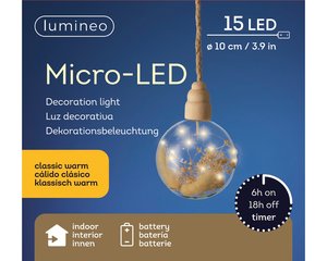 Micro LED Bal Transparant droogbloem BO Binnen - Ø 10 x H 80 cm - afbeelding 3