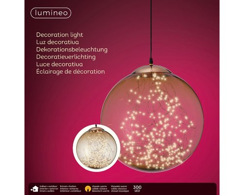 Micro LED ball plastic hanging amber/classic warm 40cm 300L - afbeelding 3