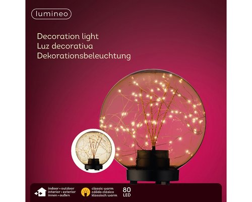 Micro LED ball plastic lying amber/classic warm 20cm 80L - afbeelding 3