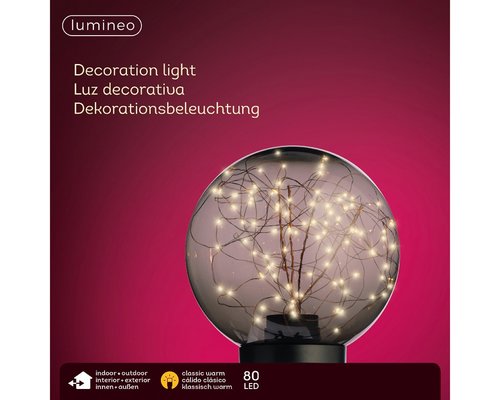 Micro LED ball plastic lying smokey/classic warm 20cm 80L - afbeelding 3