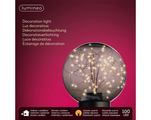 Micro LED ball plastic lying smokey/classic warm 25cm 100L - afbeelding 4