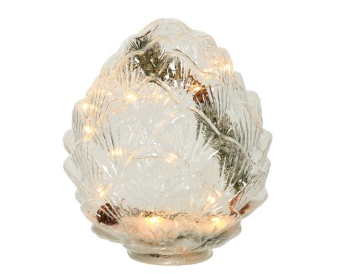 Micro LED dennenappel Transparant rattan BO Binnen - Ø 17 x H 19 cm - afbeelding 1