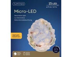 Micro LED dennenappel Transparant rattan BO Binnen - Ø 17 x H 19 cm - afbeelding 3