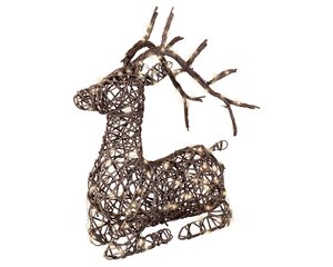 Micro LED rendier wicker liggend bruin/warm wit 54cm 130L IP44 - afbeelding 1