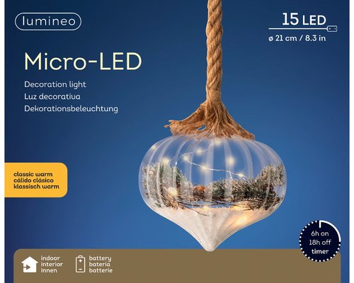 Micro LED ui Transparant rattan BO Binnen - Ø 20 x H 21 cm - afbeelding 3