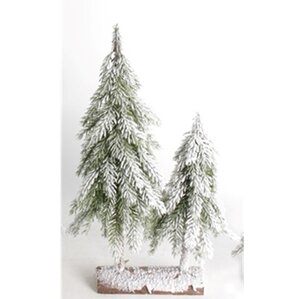 Miniboom duo op stam sneeuwfinish - H 60 cm