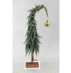 Miniboom op stam gouden bal/sneeuwfinish - H 45 cm