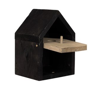 Modern Vogelhuisje Nestkast Zwart-Grijs - B 16 x D 13 x H 22 cm - afbeelding 2