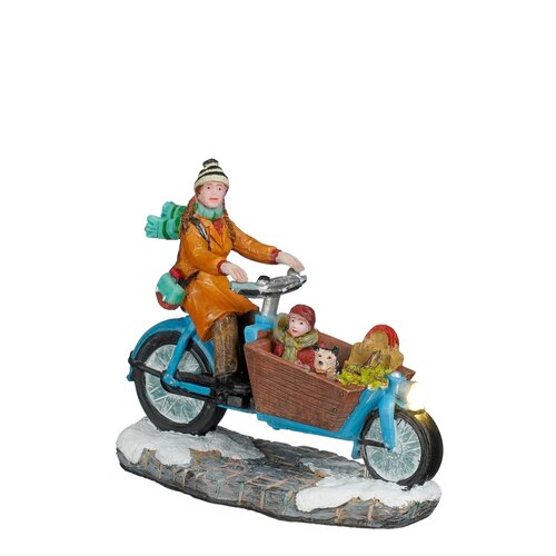 Mom on her cargo bike battery operated - l9,5xw4xh8cm