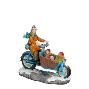 Mom on her cargo bike battery operated - l9,5xw4xh8cm