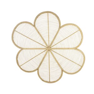 Muurdeco rotan bloem D 120 cm natural