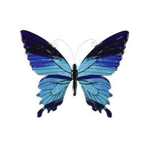 Muurdeco vlinder 35,5 x 0,5 x 28,5 cm blauw