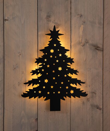 Muurhanger kerstboom 40x51cm zwart - afbeelding 2