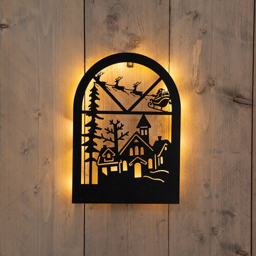 Muurhanger kerstfig. 25x30cm zwart - afbeelding 2