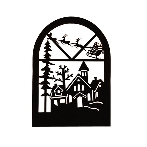 Muurhanger kerstfig. 25x30cm zwart - afbeelding 1