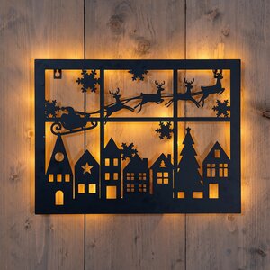 Muurhanger kerstslee 40x32cm zwrt - afbeelding 2