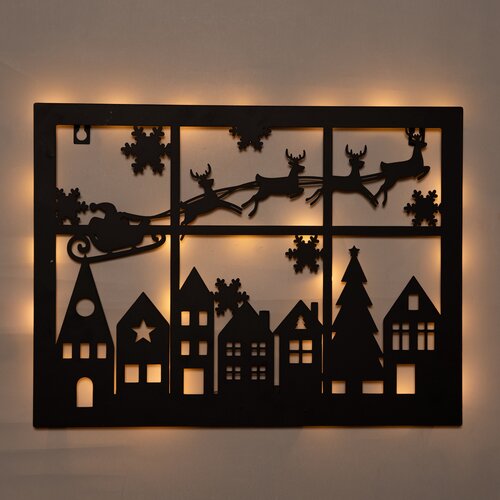 Muurhanger kerstslee 40x32cm zwrt - afbeelding 1