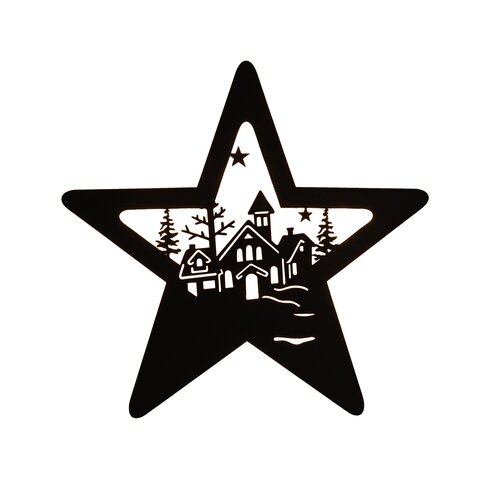 Muurhanger met ster 3x34x35cm zwrt