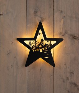 Muurhanger met ster 3x34x35cm zwrt - afbeelding 2
