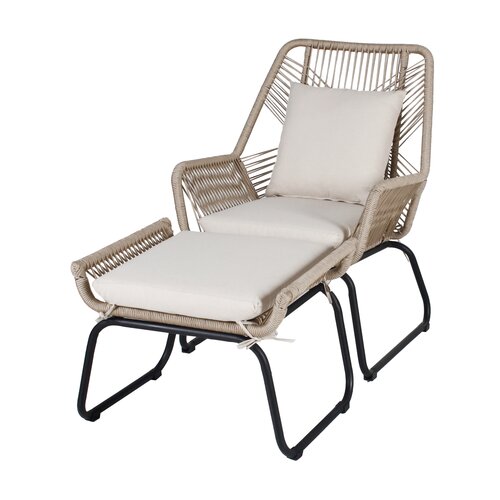 Napoli loungestoel met voetensteun beige - afbeelding 1