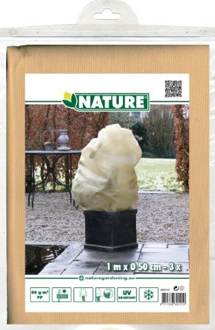 Nature Winterafdekhoes met koord beige Ø50cmx1m 50 g/m² set à 3 stuks