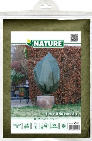 Nature Winterafdekhoes met koord groen Ø50cmx1m 50 g/m² set à 3 stuks