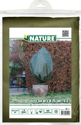 Nature Winterafdekhoes met koord groen Ø75cmx1,50m 50 g/m² set à 2 stuks