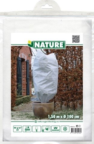 Nature Winterafdekhoes met koord wit Ø100cmx1,50m 50 g/m²