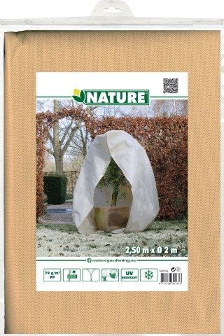 Nature Winterafdekhoes met rits beige Ø200cmx2,50m 70 g/m²