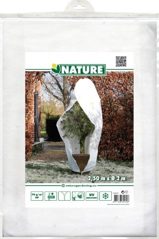 Nature Winterafdekhoes met rits wit Ø200cmx2,50m 70 g/m²