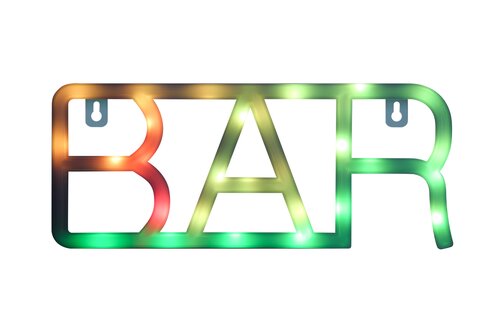 Neon sign 'Bar' B 29 x H 12,5 cm USB 2m geel/groen