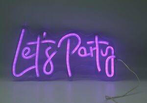 Neon sign 'Let's party' B 31 x H 16,5 cm USB 2m roze - afbeelding 1