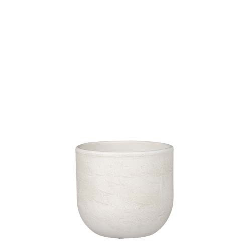 Nora pot rond off white - h15xd16cm