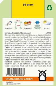 OBZ Spinazie Breedblad Scherpzaad, 50g - afbeelding 2