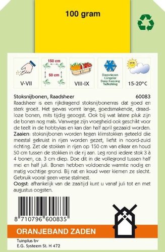 OBZ Stoksnijbonen Raadsheer, 100g - afbeelding 2