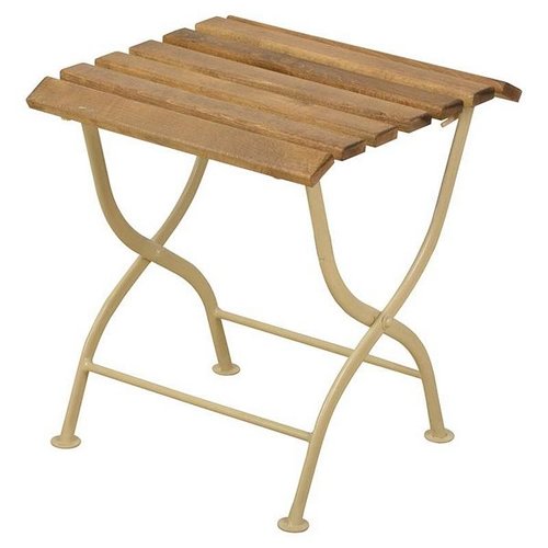 Opklapbijzettafel hout/metaal/creme