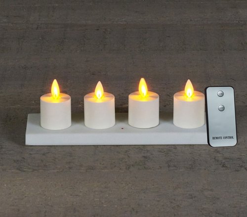 Anna’s Collection LED Theelicht Rustiek set 3,5 cm Wit 4 stuks - afbeelding 1
