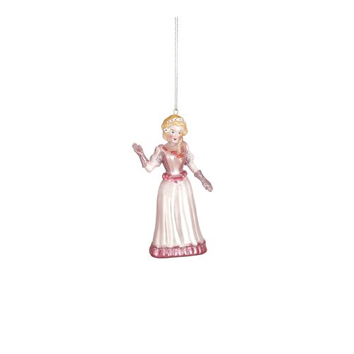 Ornament Assepoester glas roze - l6,5xb5xh13cm