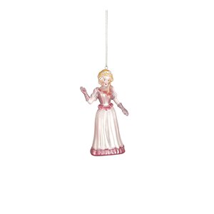 Ornament Assepoester glas roze - l6,5xb5xh13cm