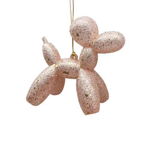 Ornament balloon animal 11 x 9 cm glitter gold