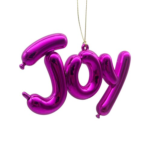 Ornament balloon Joy 13 x 8 cm fuchsia