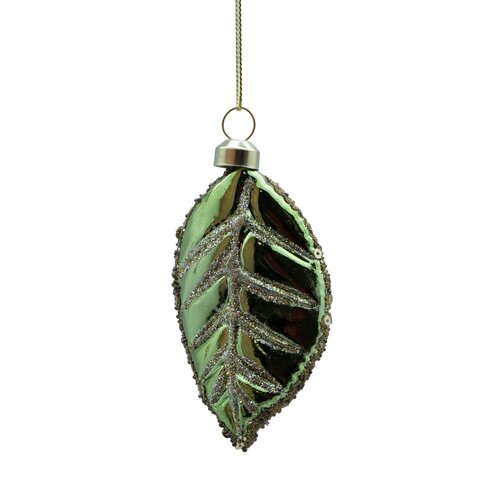 Ornament blad H 9 cm groen