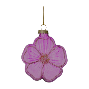 Ornament bloem clear D 8,5 cm paars