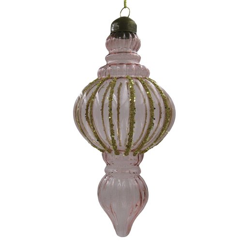 Ornament Clear Classic Oud roze - H 16 x D 7 cm