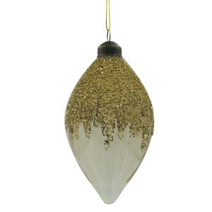Ornament Clear Druppel Goud - Ø 6 x H 13,5 cm
