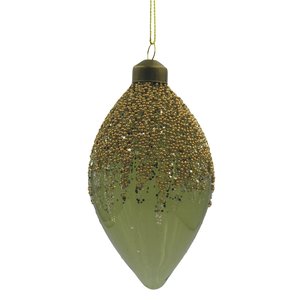 Ornament Clear Druppel Groen - Ø 6 x H 13,5 cm