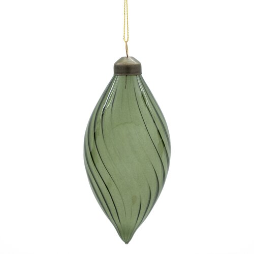 Ornament clear druppel twist D 6 x H 13 cm groen