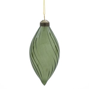 Ornament clear druppel twist D 6 x H 13 cm groen